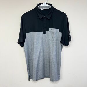 Travis Mathew Black Gray Short Sleeve Polo Medium Men